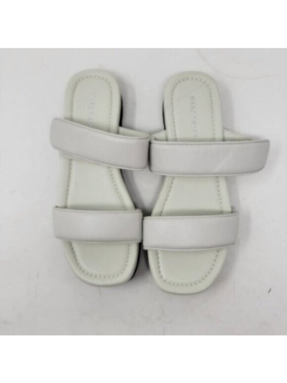 Marc Fisher | Double Strap Cushioned Kina Round Toe Platform Sandals White Gray - Picture 4 of 11